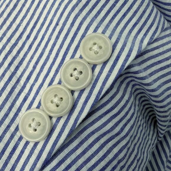 Saddlebred Sport Coat Jacket Blazer Mens 46R Blue Striped Seersucker Preppy - Picture 8 of 10